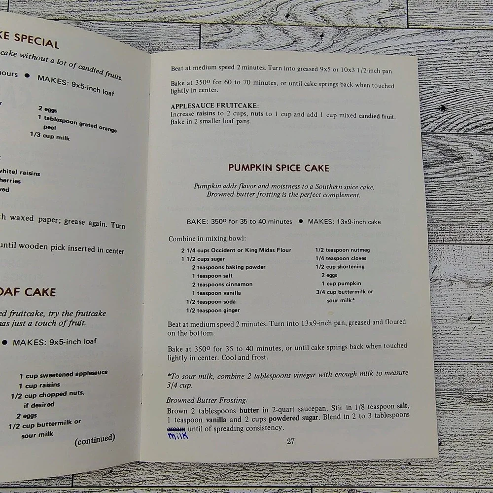Occident King Midas All-Occasion Recipes Cookbook Booklet Peavey Company Vintage